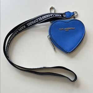 Karl Lagerfeld Blue Heart Coin Purse/Lanyard Pouch